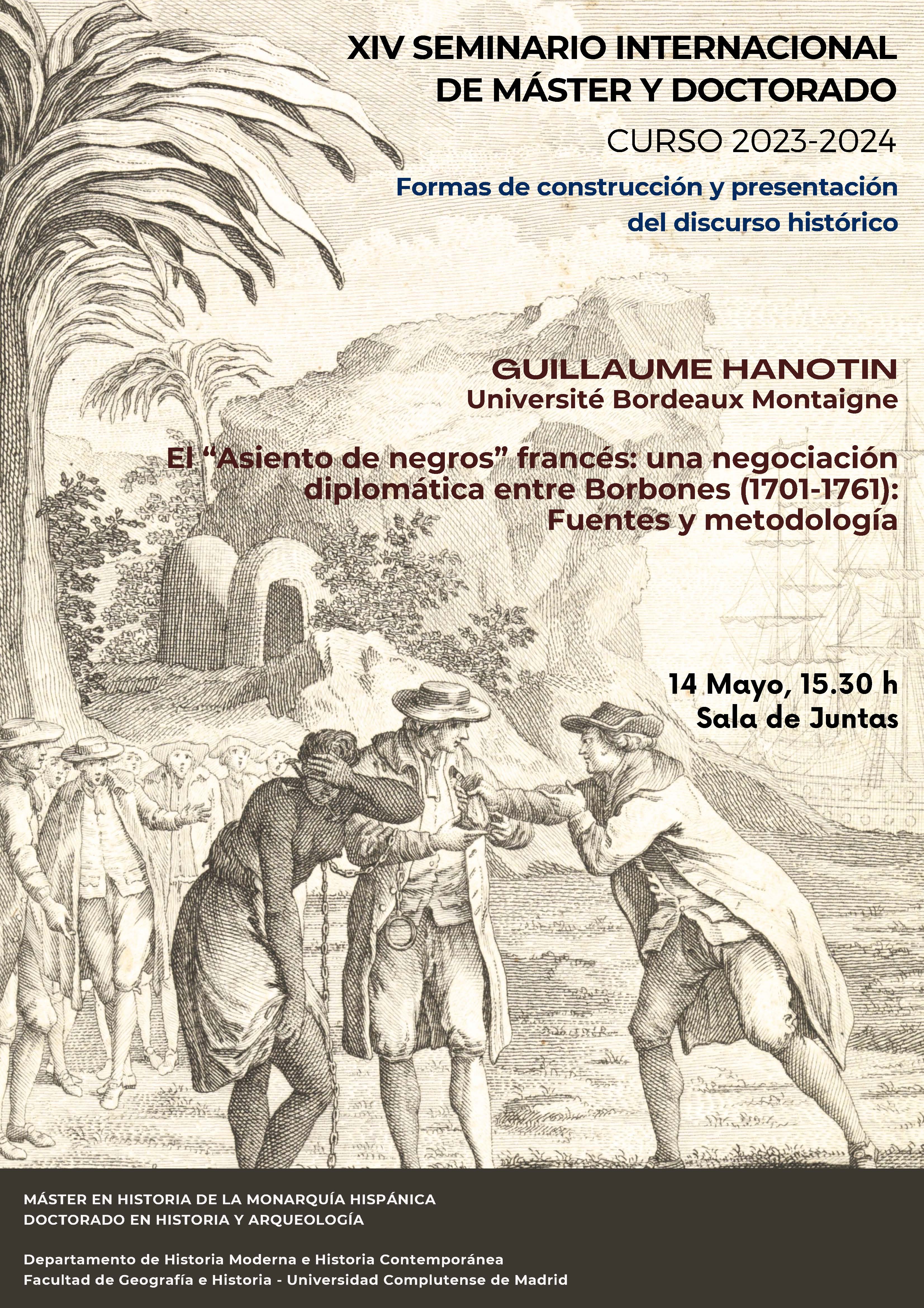 XIV Seminario Internacional Formas de construcción y presentación del discurso histórico 2023-2024 (5ª sesión) - Guillaume Hanotin 14.05.2024